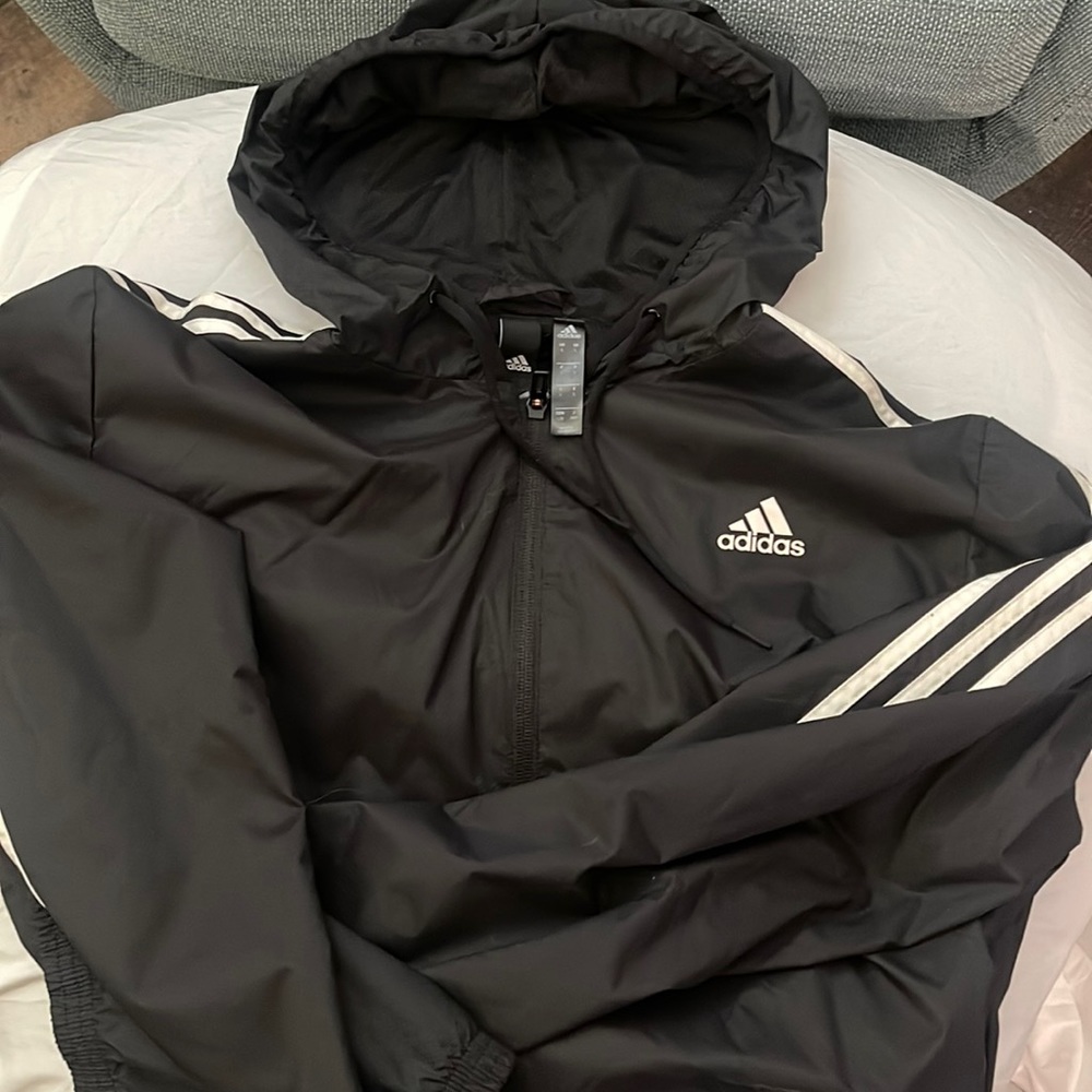 Men's Adidas Wind Breaker Jacket - Black - Size Large